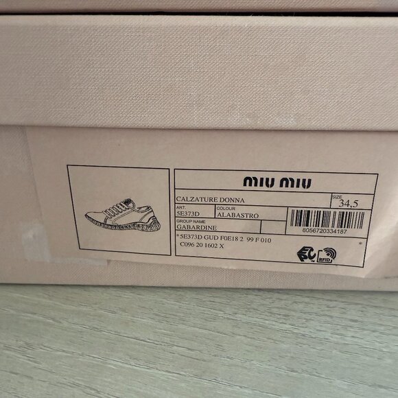 NWT Miu Miu Chunky Low Top Sneakers Gabardine Pink Lace Up White Rubber Soles - Picture 3 of 10